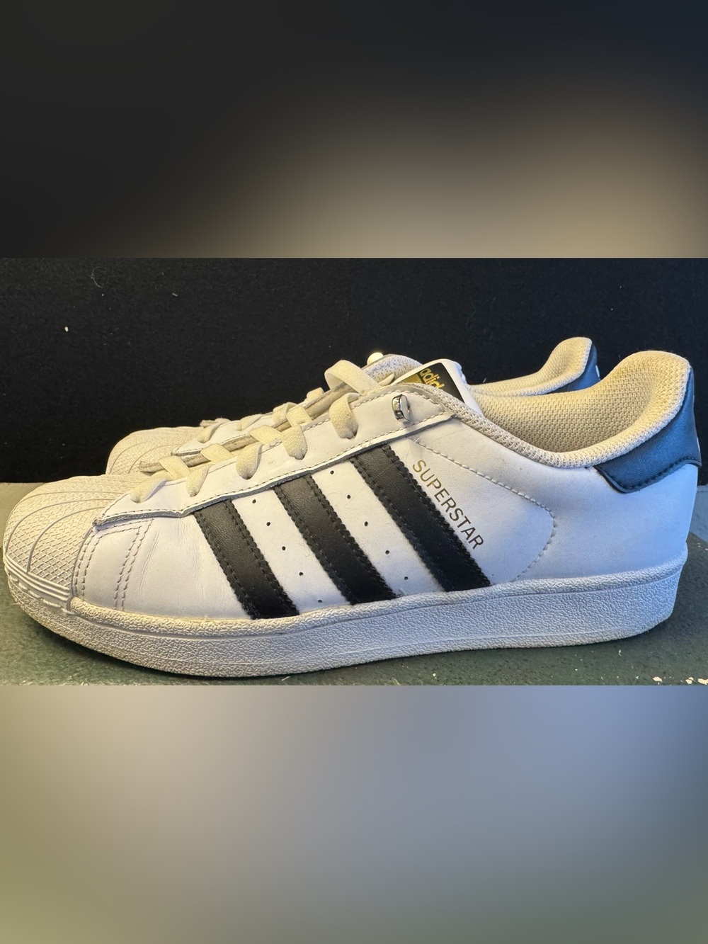 adidas Superstar White with Black Stripes Leather Sneakers